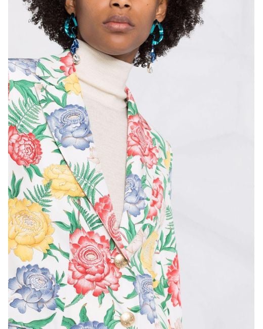 Ferragamo Multicolor Floral-Print Single-Breasted Blazer
