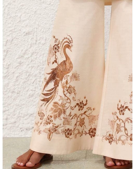 Zimmermann Natural Embroidered Trousers