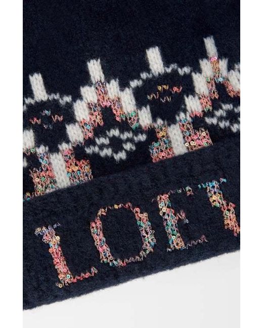 Loewe Blue Logo Intarsia-Knit Turn-Up Hem Beanie for men