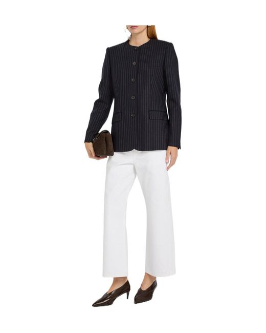 Nili Lotan Blue Gertrude Pinstriped Wool Jacket