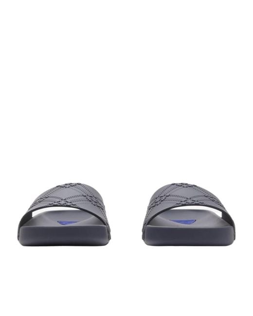 Burberry Blue Embossed Check Dive Slides for men