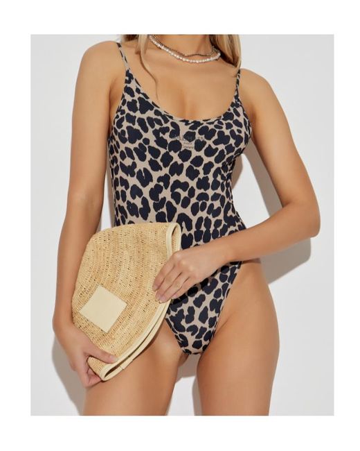 Balmain Black Leopard-Print Swimsuit