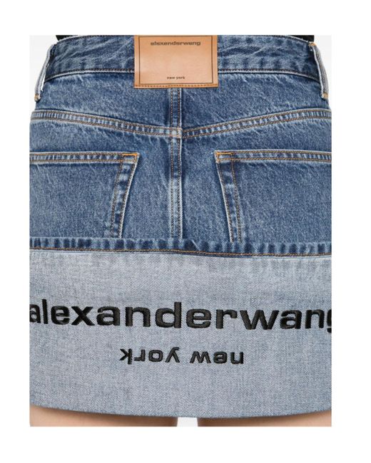 Alexander Wang Blue Turnback Hem Denim Mini Skirt
