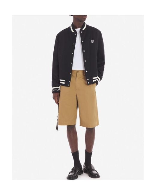 Maison Kitsuné Black Maison Kitsuné Logo Embroidered Bomber Jacket for men