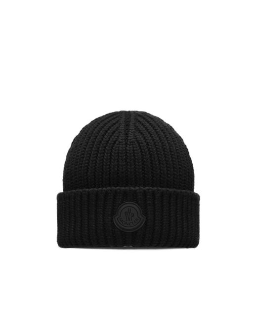 Moncler Black Cotton Beanie for men