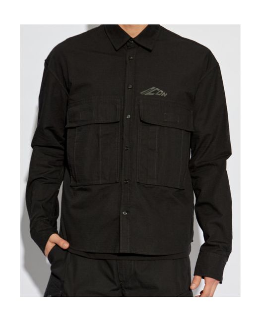 DSquared² Black Icon Logo Printed Long-Sleeved Shirt for men