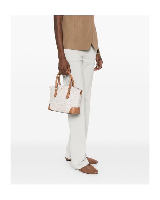 Michael Kors White Murphy Logo Lettering Tote Bag