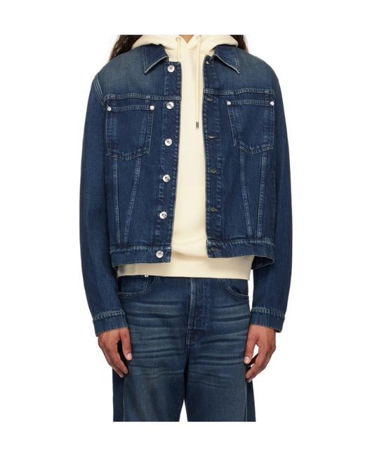 Lanvin Blue Lapel Long-Sleeved Denim Coat for men