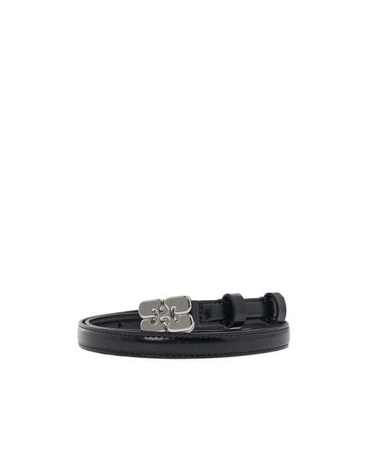 Ganni White Butterfly Logo Belt