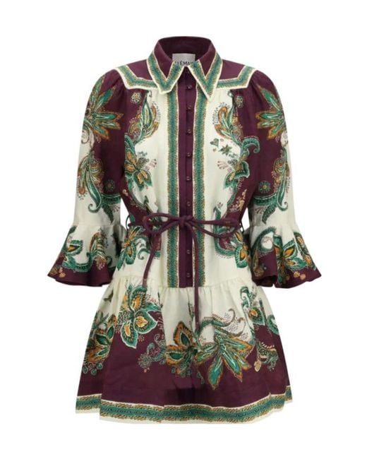ALÉMAIS Multicolor Ruthie Paisley-Print Linen Mini Dress