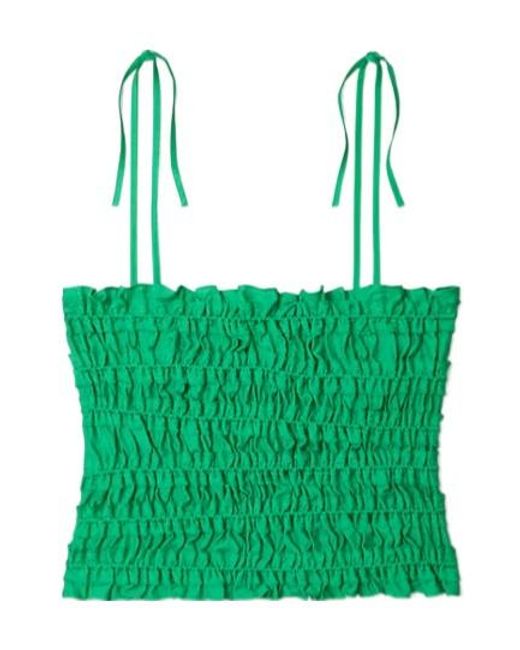 Tory Burch Green Ruched Strap Top