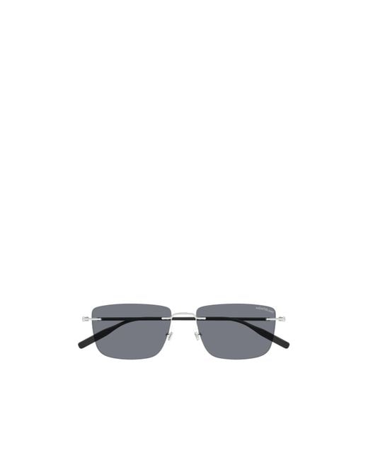 Montblanc White Eyewear Rectangle Rimless Sunglasses for men