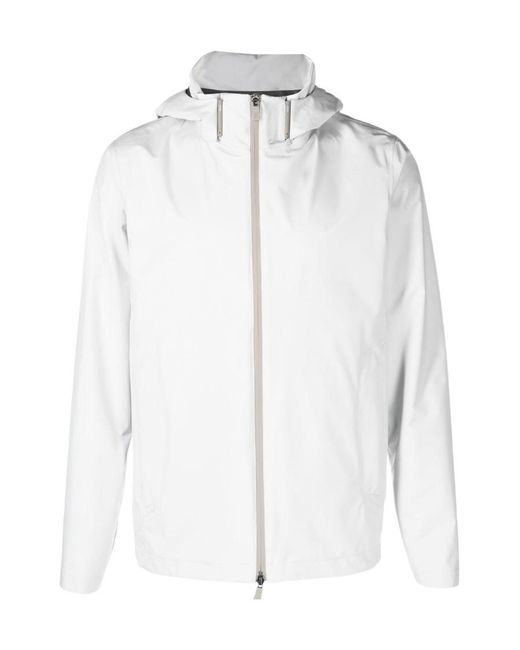 Herno White Lightweight Zip-Up Hooded Jacket for men