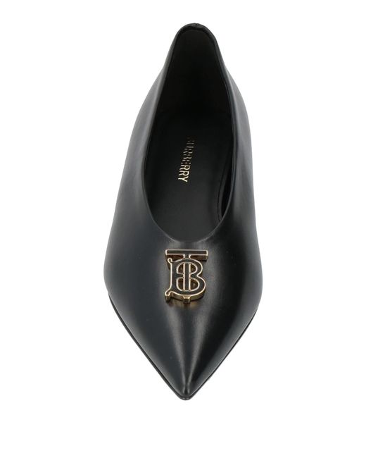 Burberry Black Minimalist Leather Ballet Flats