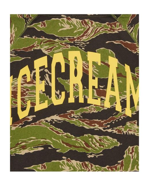 ICECREAM Green Smiley Tiger Stripe Zip-Up Hoodie for men