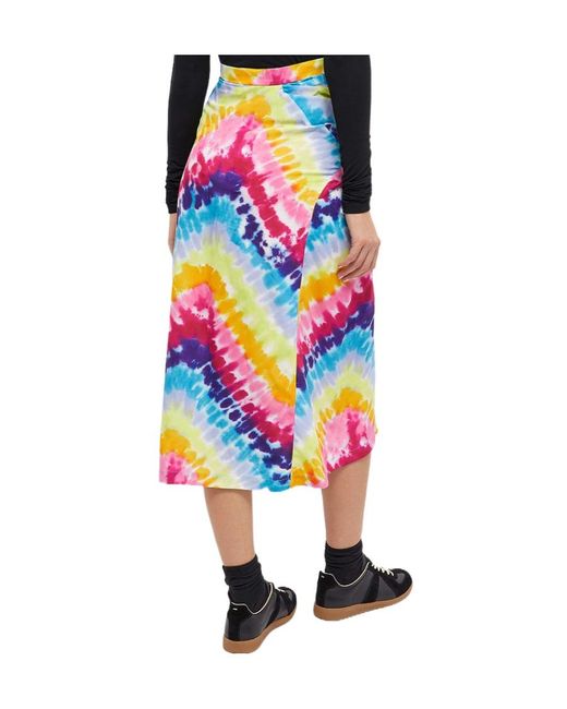 KENZO White Tie-Dye High Waist Midi Skirt