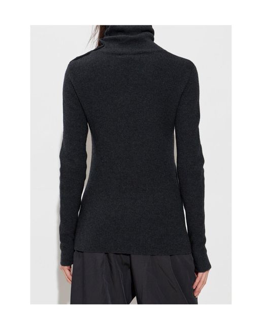 Lisa Yang Blue Sabrine Buttoned Turtleneck Knitted Sweater