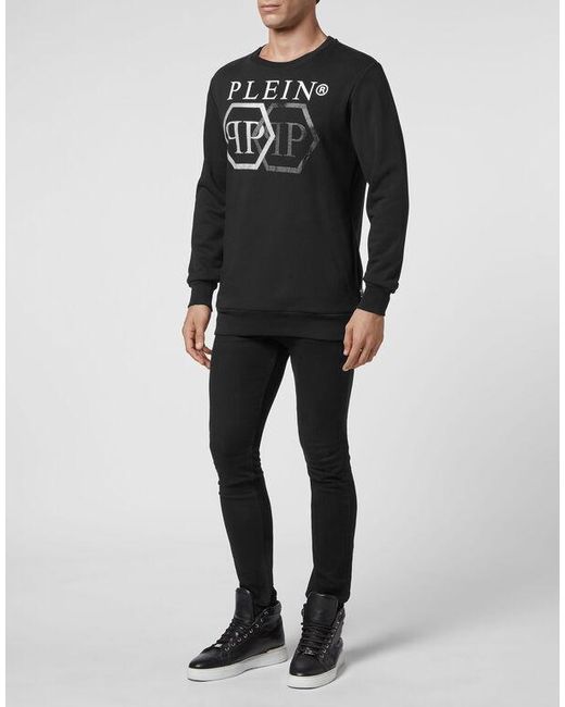 Philipp Plein Black Logo Pullover Hoodie for men