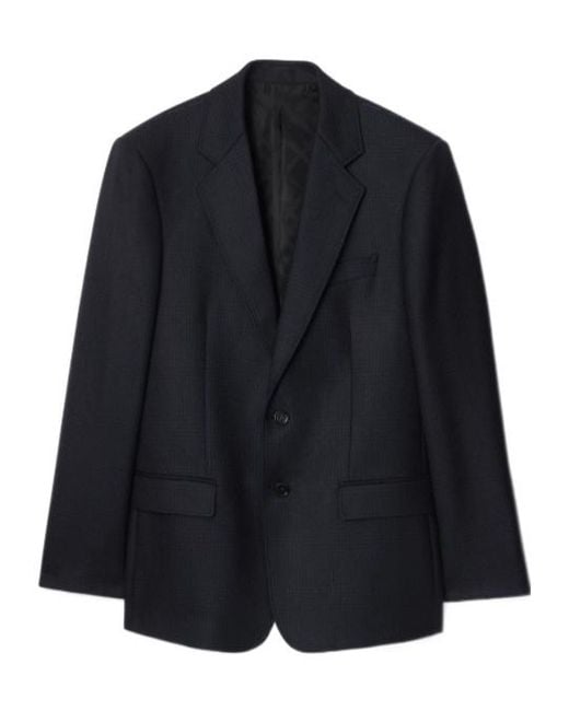 Burberry Blue Check Wool Tailored Jacket for men