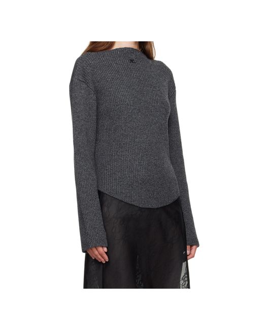 Courreges Gray Ribbed-Knit Sweater for men