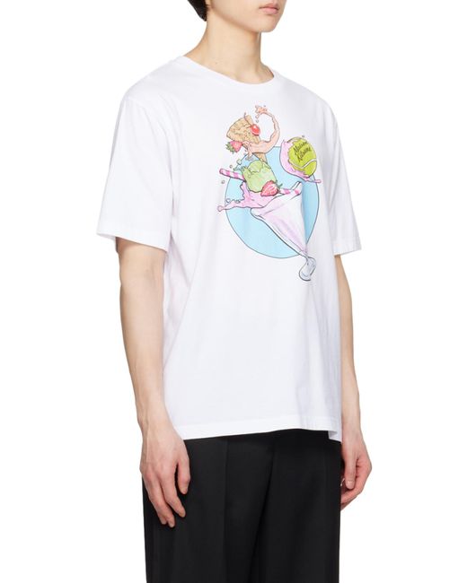 Maison Kitsuné White Illustration-Print Crew-Neck T-Shirt for men
