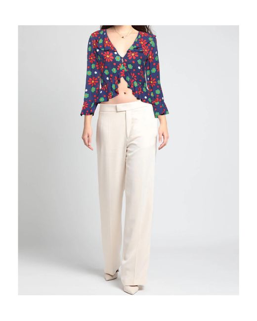 Saint Laurent Blue Floral Pattern Blouse