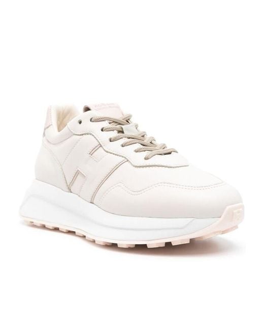 Hogan White H641 Lace-Up Sneakers