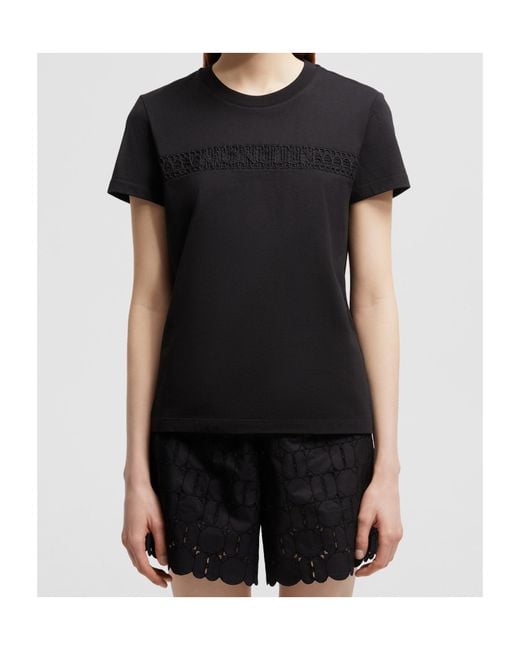 Moncler Black Embroidered Logo T-Shirt