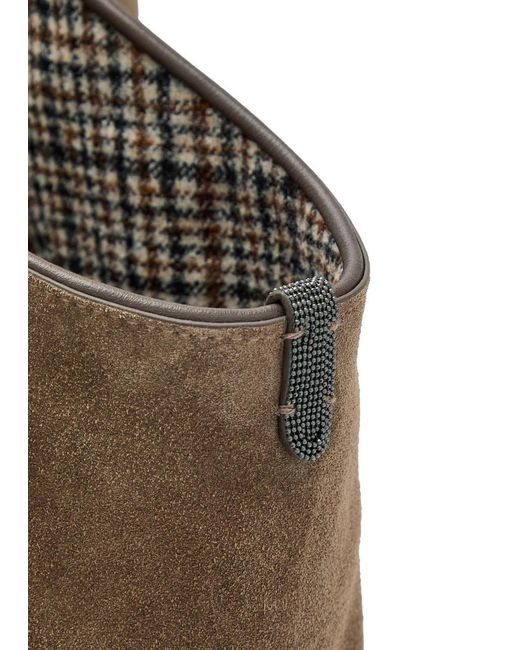 Brunello Cucinelli Brown Reversible Suede Tote