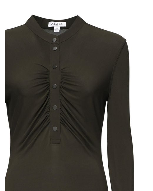 Alaïa Black Alaïa Spft Jersey Ruched Dress