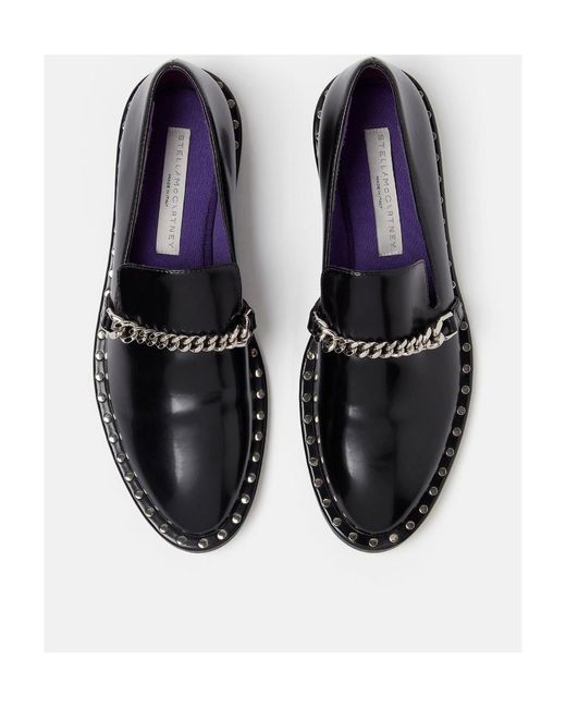 Stella McCartney Black Falabella Chain-Linked Slip-On Loafers