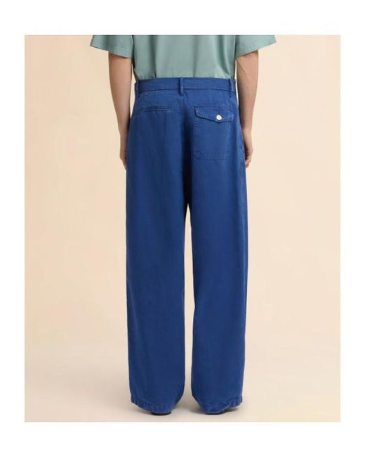 Marni Blue Cotton Wide-Leg Trousers for men