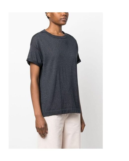 Brunello Cucinelli Black Short-Sleeved Crewneck Knitted T-Shirt