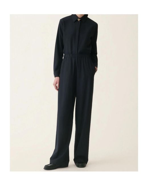 Fabiana Filippi Blue Elasticated-Waistband Wide-Leg Trousers