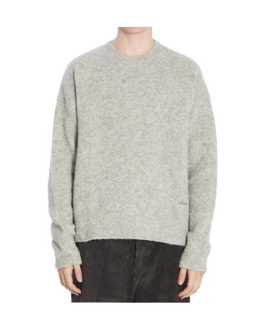 AMI Gray Logo Embroidered Crewneck Jumper for men
