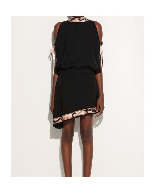 Emilio Pucci Black Pucci Pattern-Printed Cape Blouse