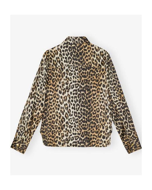 Ganni Multicolor Leopard Printed Long-Sleeved Shirt