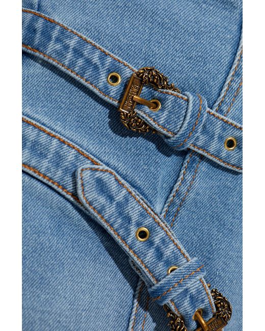 Versace Blue Jeans Couture Buckle Detail Mini Skirt