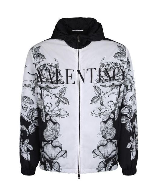 Valentino Gray Dark Blooming Printed Windbreaker for men