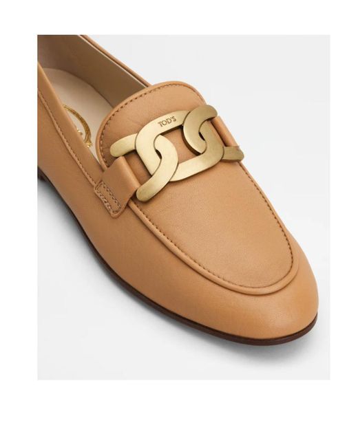 Tod's Brown Kate-Chain Leather Loafers