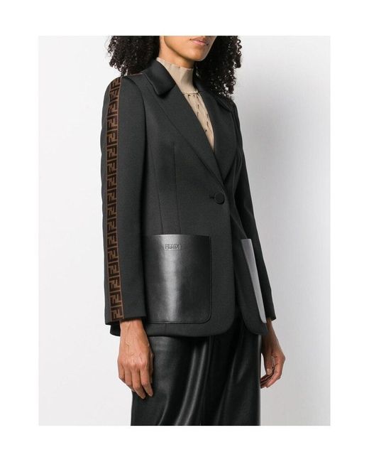 Fendi Black Ff Motif Stripe Blazer