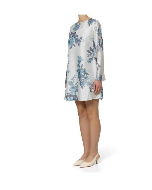 Marella Blue Printed Long-Sleeve Dress