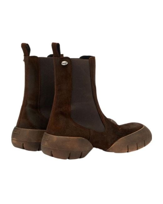 DIESEL Brown D-Mathieu Suede Chelsea Boots for men