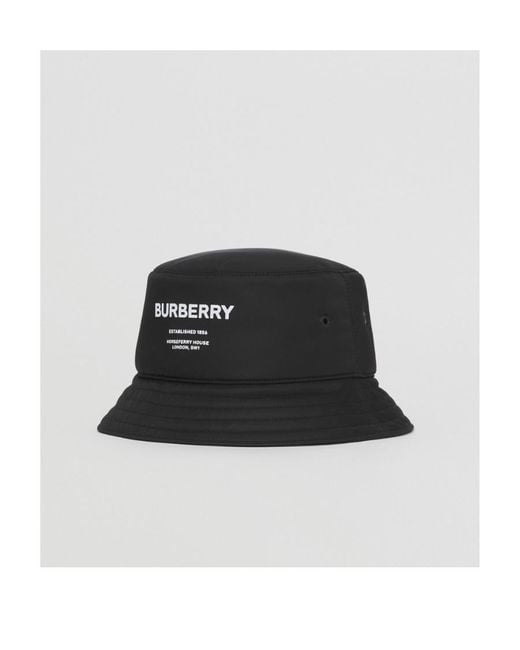 Burberry Black Horseferry Printed Bucket Hat for men