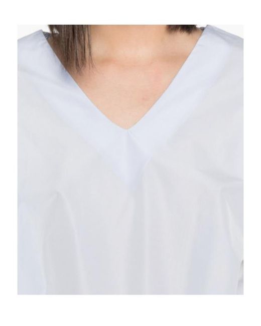 Herno White Drawstring-Hem V-Neck Top
