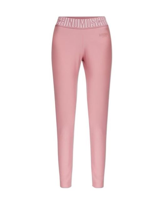 Moschino Pink Logo-Waist Performance Trousers