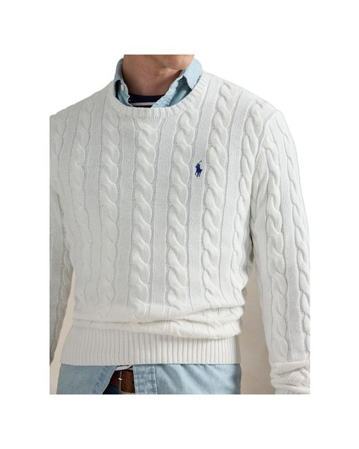 Polo Ralph Lauren White Cable Knit Jumper for men