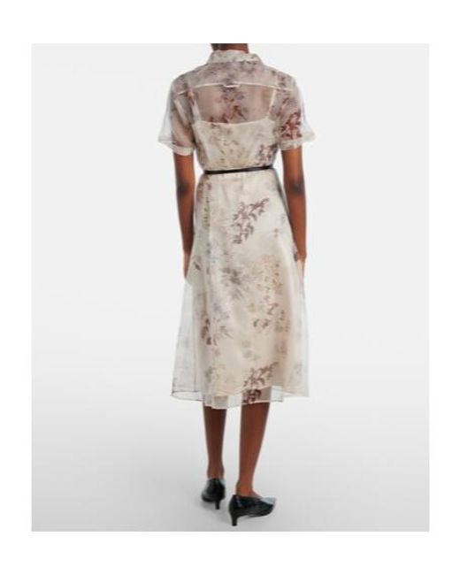 Altuzarra White Kiera Floral Silk Midi Dress
