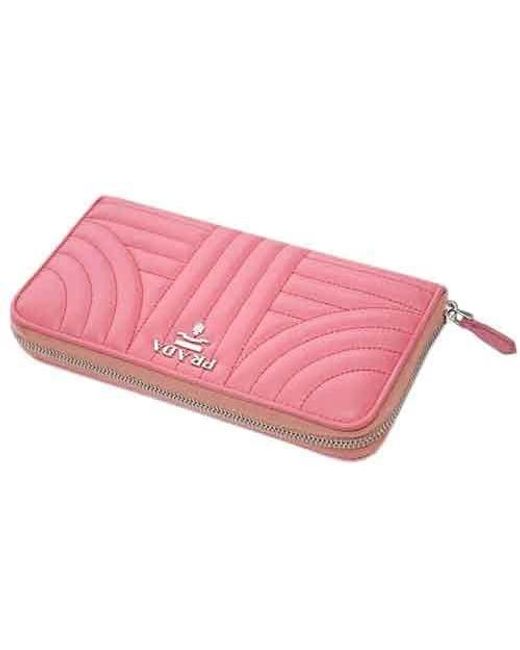 Prada Pink Logo Details Wallet