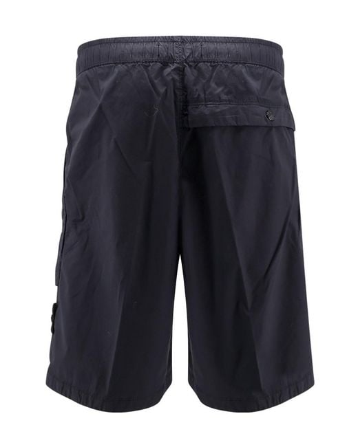 Stone Island Blue Logo Patch Bermuda Shorts for men